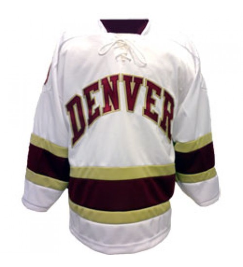 Custom NCAA Denver Pioneers Hockey Jersey Home White